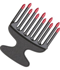 Pieptene AFRO lat, gri cu vârfuri roșii