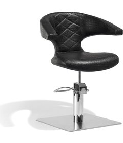 SENSUALIS Scaun coafor Croco, negru, bază pătrată