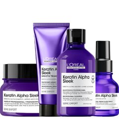 L'Oréal Professionnel Keratin Alpha Sleek șampon 300ml + mască 250ml + tratament 200ml + ser 50ml