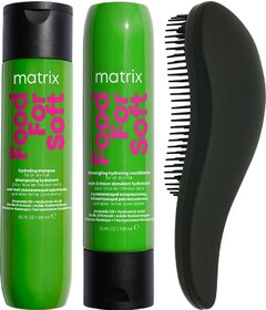 Matrix Food For Soft șampon 300ml + balsam 300ml + perie My-She Detangela MattBlack