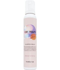 Inebrya Ice Cream Dry-T Whipped Cream spumă hidratantă fără clătire pentru păr 200ml