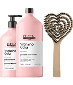 L'Oréal Professionnel Vitamino Color șampon 1500ml + balsam 750ml + perie My-She BlowHeart