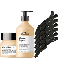 L'Oréal Professionnel Absolut Repair șampon 500ml + mască 250ml + 6 buc. cleme My-She SalonVice