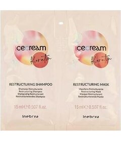Inebrya Ice Cream Keratin Restructuring șampon 15ml + mască 15ml