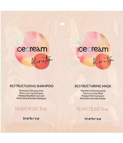 Inebrya Ice Cream Keratin șampon reconstructiv 15ml + mască 15ml