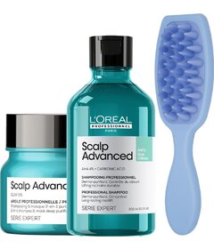 L'Oréal Professionnel Anti-Oiliness șampon 300ml + mască 2 în 1 250ml + perie My-She MindTingle Blue