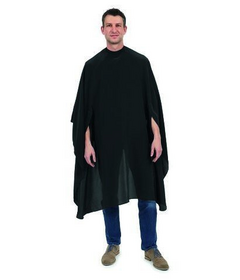 Barburys pelerină frizerie neagră, închidere velcro