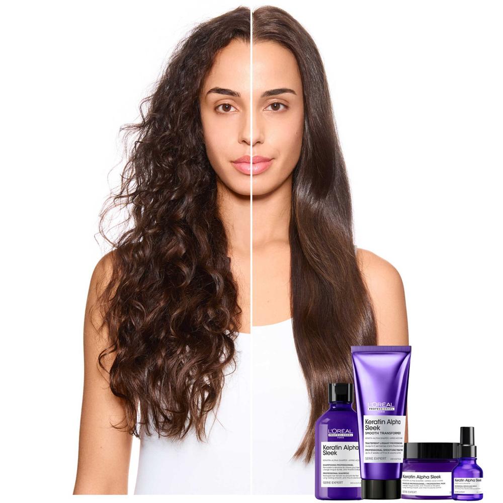 Păr creț moale cu &icirc;ngrijire L'Or&eacute;al Keratin Alpha Sleek